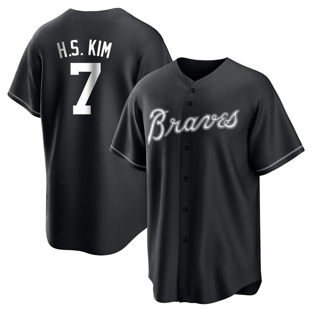 A.Braves #7 Ha-Seong Kim Player Black Home Game Jdoa Stitched Jerseys