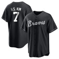 A.Braves #7 Ha-Seong Kim Player Black Home Game Jdoa Stitched Jerseys