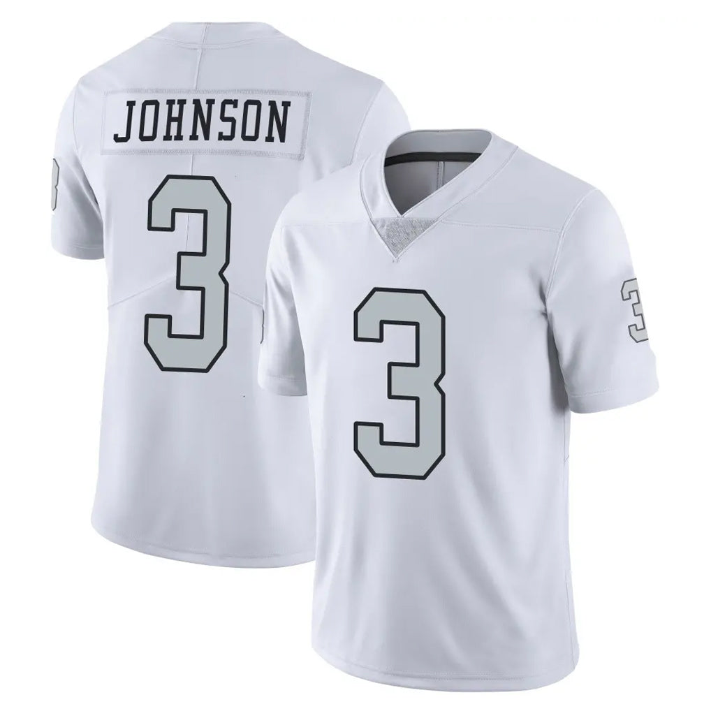 LV.Raiders #3 Taron Johnson Player White Limited Color Rush Home Game Stitched Jerseys