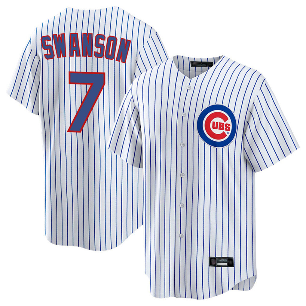 C.Cubs #7 Dansby Swanson Player White Home Game Jdoa Stitched Jerseys