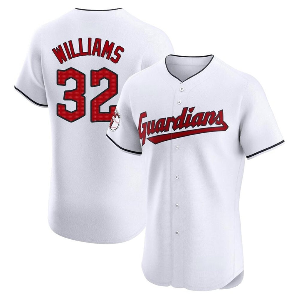 C.Guardians #32 Gavin Williams Player White Limited Elite Home Jdoa Stitched Jerseys
