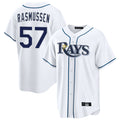 T.Bay Rays #57 Drew Rasmussen Player White Home Game Jdoa Stitched Jerseys