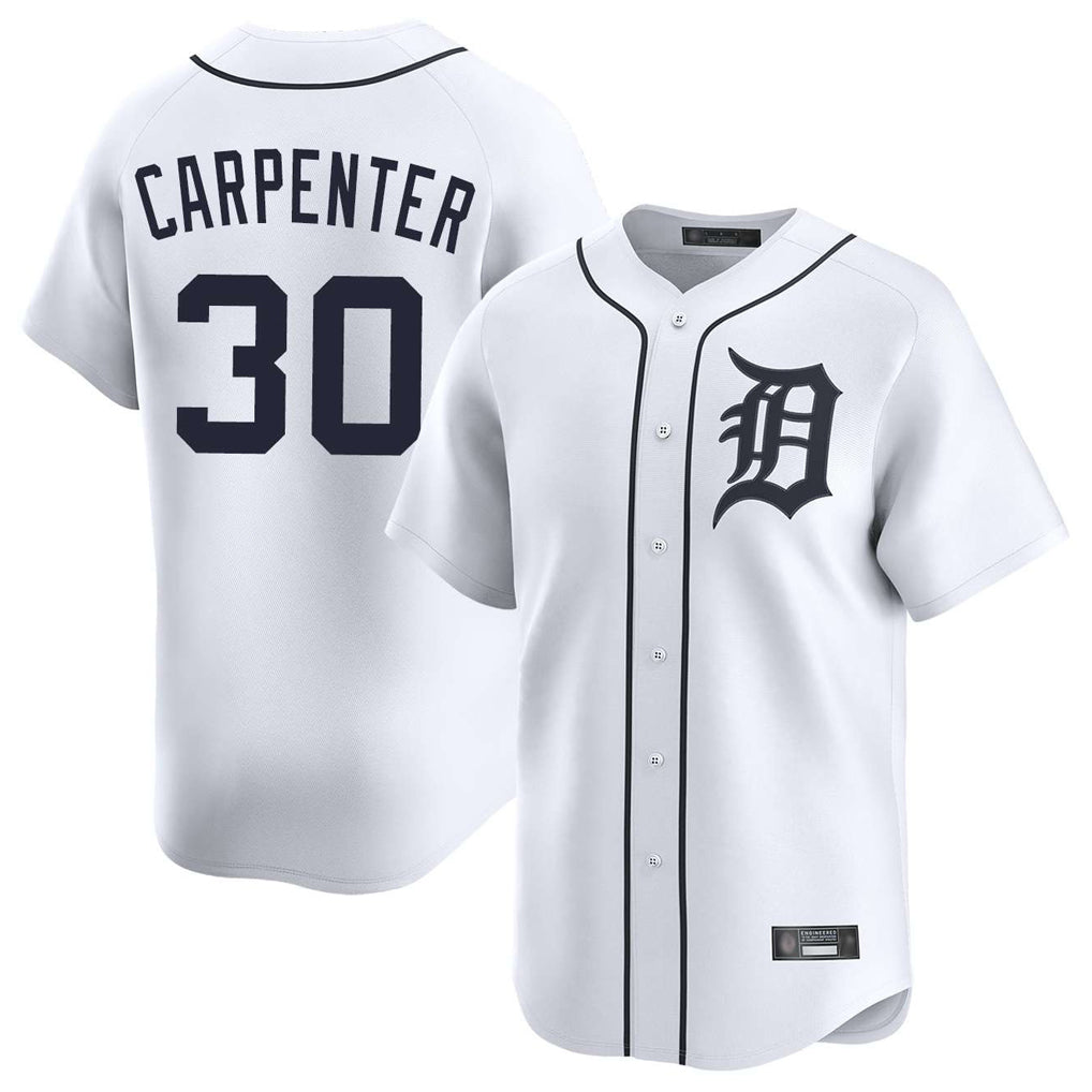 D.Tigers #30 Kerry Carpenter Player White Home Limited Jdoa Stitched Jerseys