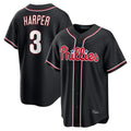 P.Phillies #3 Bryce Harper Player Black Fashion Out Home Game Jdoa Stitched Jerseys