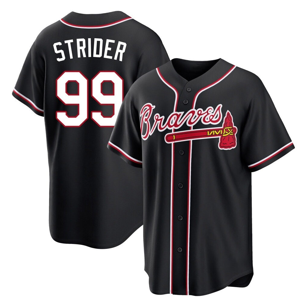 A.Braves #99 Spencer Strider Player Black Fashion Out Game Jdoa Stitched Jerseys
