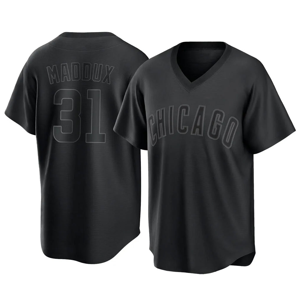 C.Cubs #31 Greg Maddux Player Black T-shirt Home Game Jdoa Stitched Jerseys