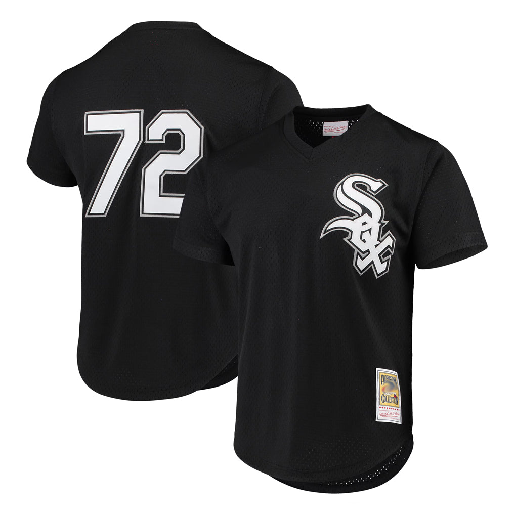 C.White Sox #72 Carlton Fisk Player Black Mitchell & Ness Cooperstown Collection Mesh Game Jdoa Stitched Jerseys
