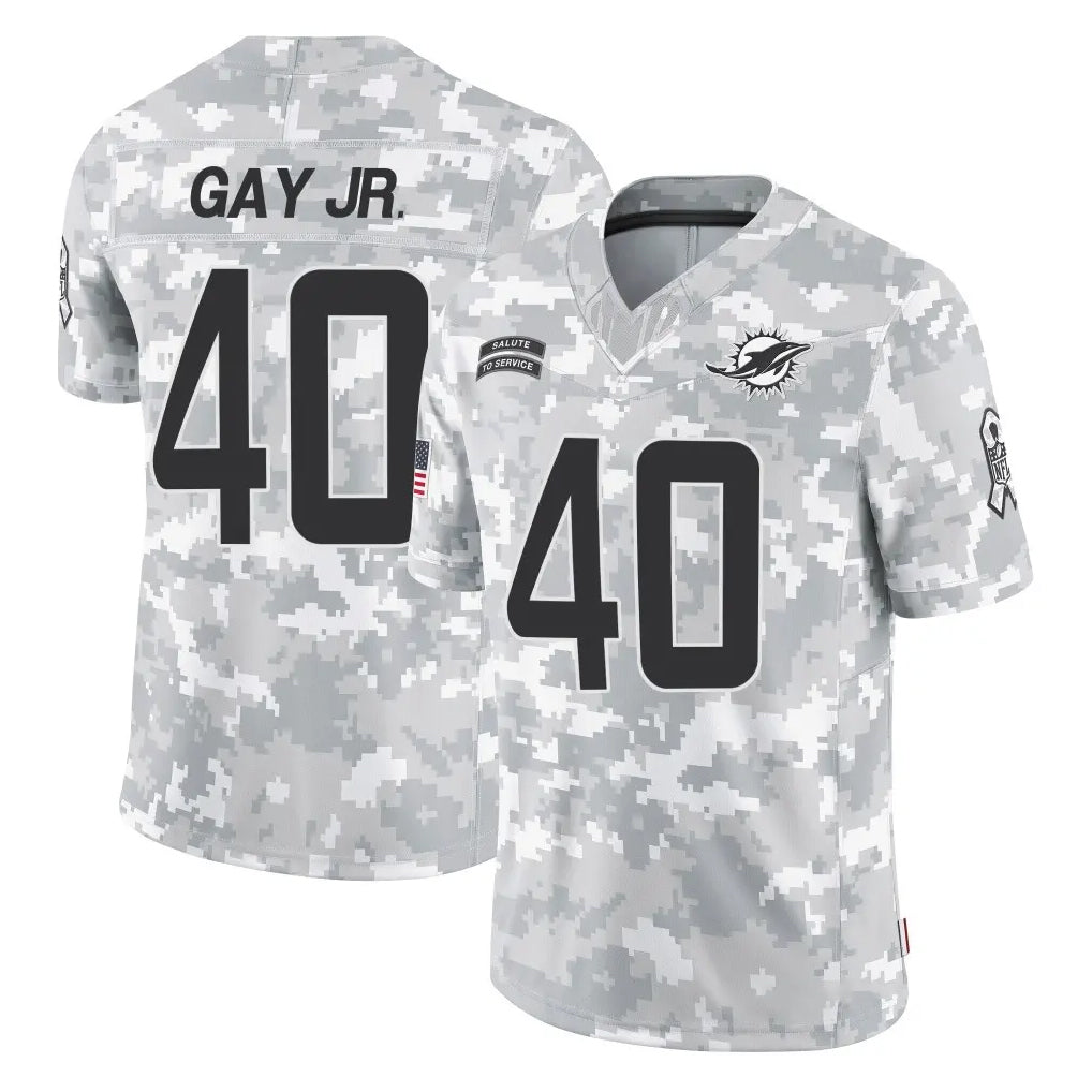 M.Dolphins #40 Willie Gay Jr. Player Arctic Camo Salute To Service Limited Game Jdoa Stitched Jerseys