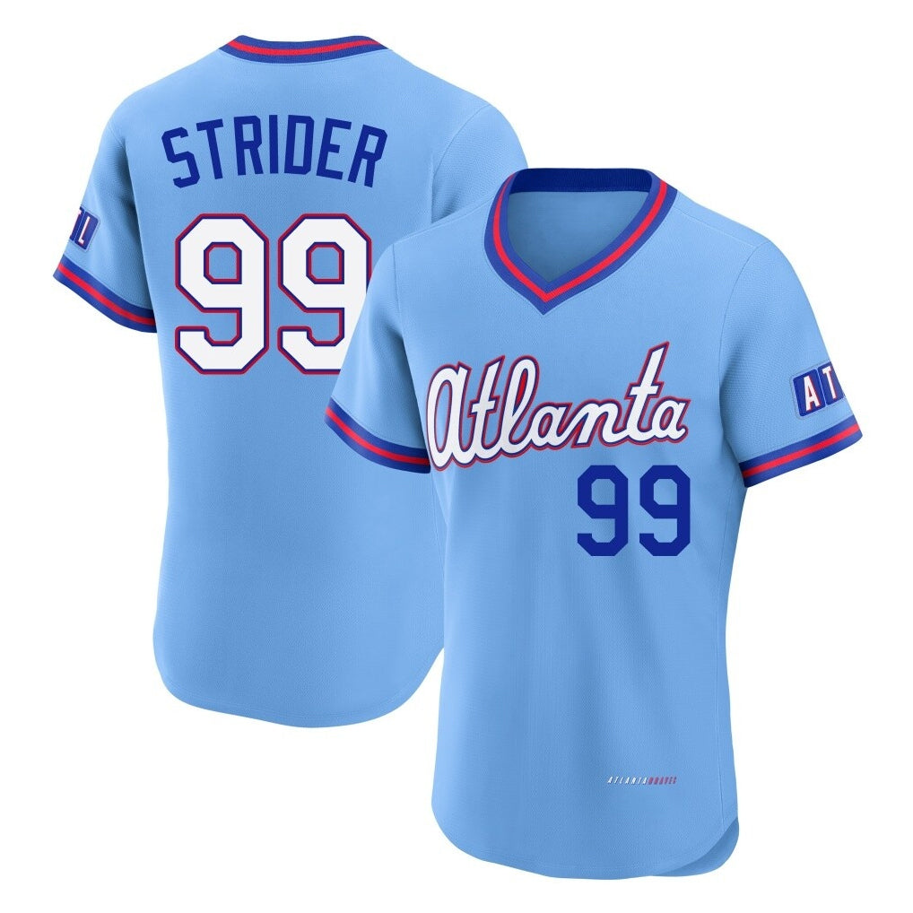 A.Braves #99 Spencer Strider Player Powder Blue 2026 City Connect T-shirt Limited Elite Home Game Jdoa Stitched Jerseys