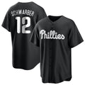 P.Phillies #12 Kyle Schwarber Player Black Alt Fashion Home Game Jdoa Stitched Jerseys