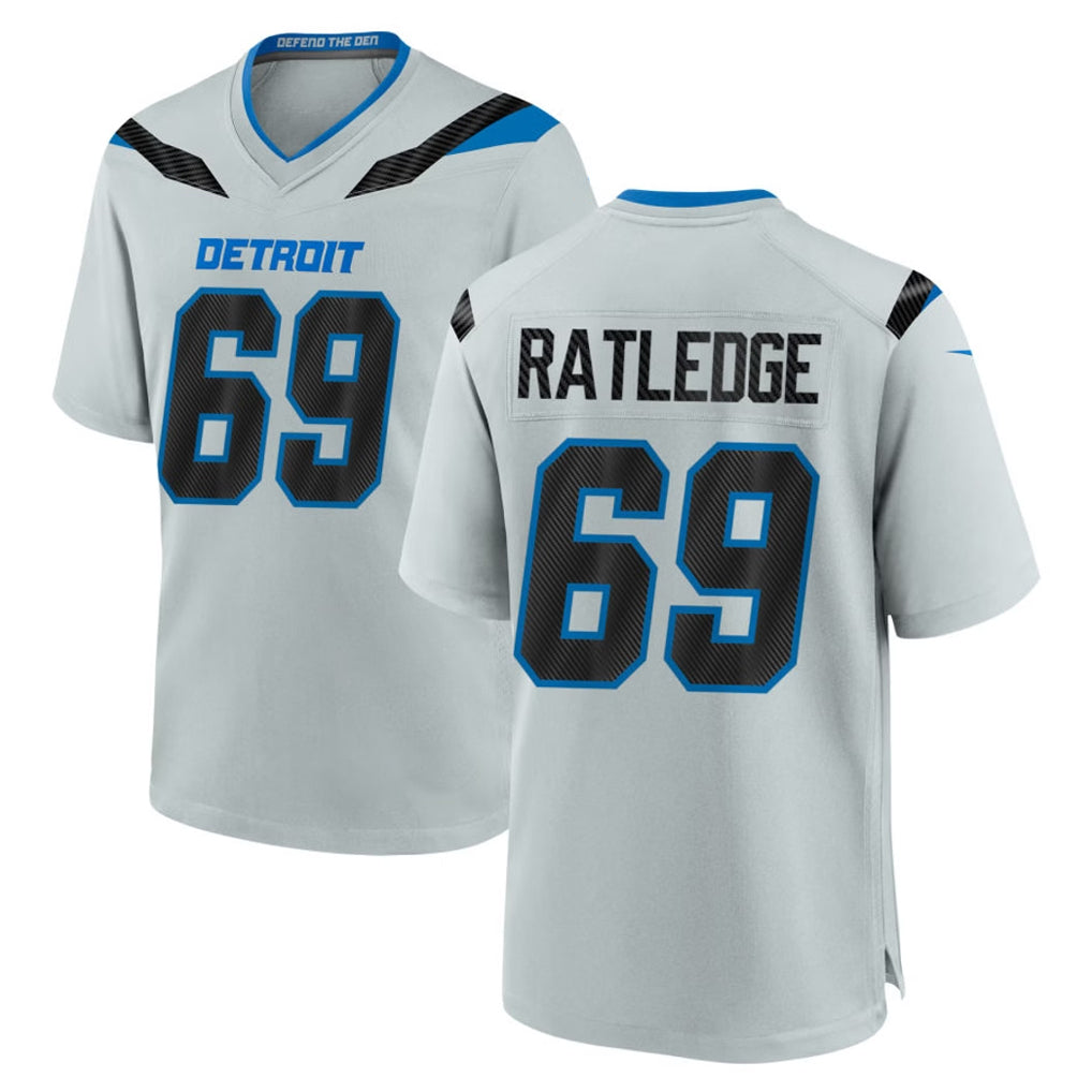D.Lions #69 Tate Ratledge Player Silver 2026 Rivalries Collection Home Game Jdoa Stitched Jerseys
