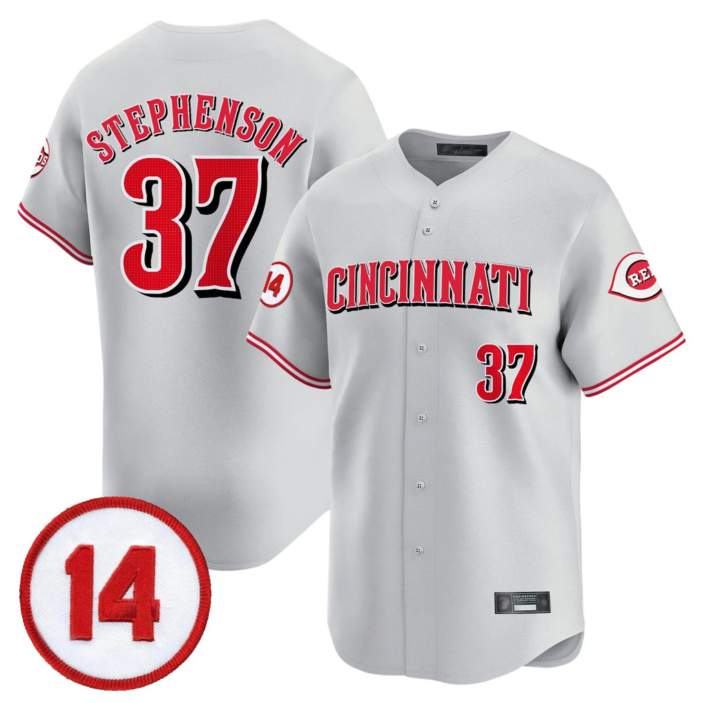 C.Reds #37 Tyler Stephenson Player Gray Vapor Premier Limited Home Jdoa Stitched Jerseys