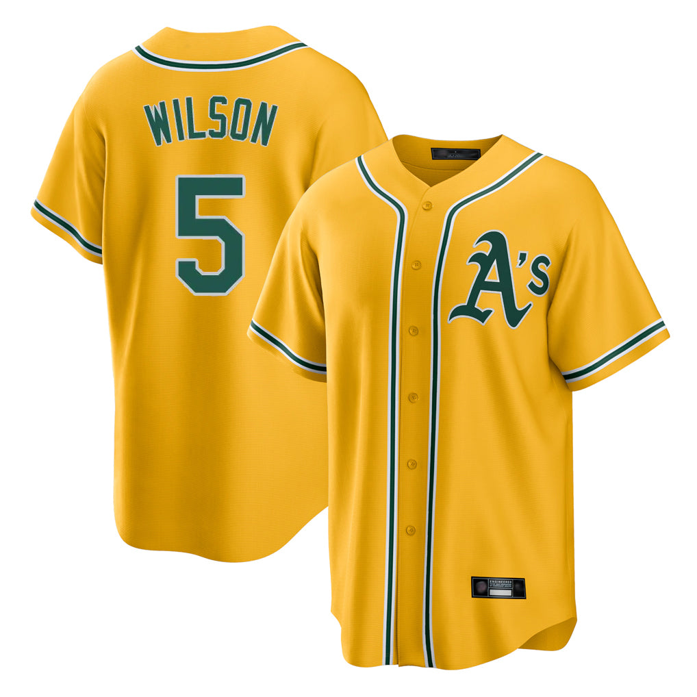 Athletics #5 Jacob Wilson Player Gold Alternate Home Game Jdoa Stitched Jerseys