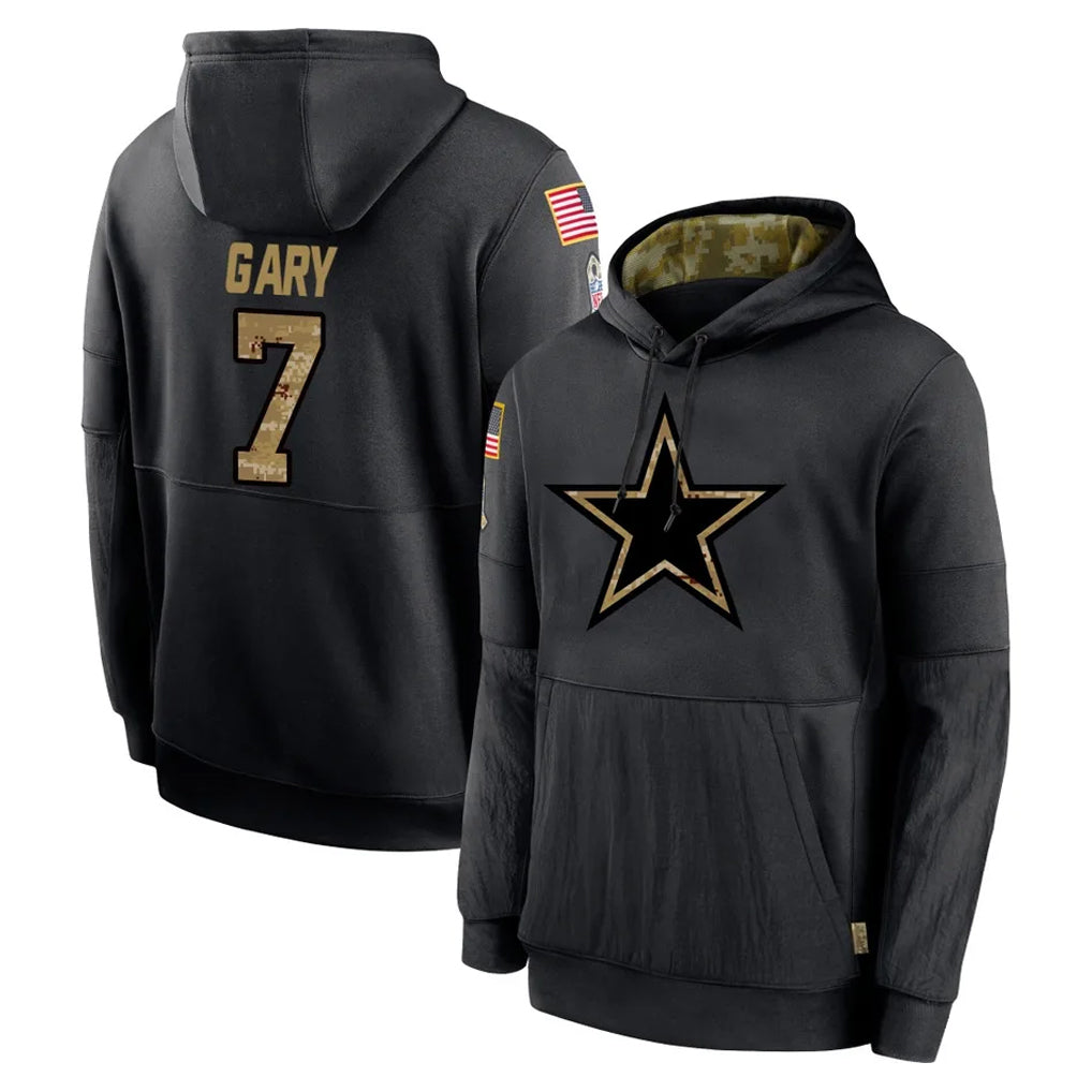 D.Cowboys #7 Rashan Gary Player Black Salute to Service Pullover Hoodies Limited Jdoa Stitched Jerseys