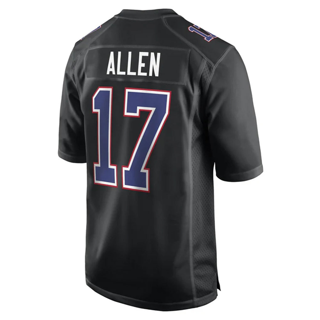 B.Bills #17 Josh Allen Player Black Carbon Fashion Replica Game Jdoa Stitched Jerseys