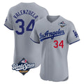 LA.Dodgers #34 Fernando Valenzuela Player Gray World Series Limited Elite Home Jdoa Stitched Jerseys