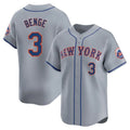 NY.Mets #3 Carson Benge Player Gray Road Limited Home Jdoa Stitched Jerseys