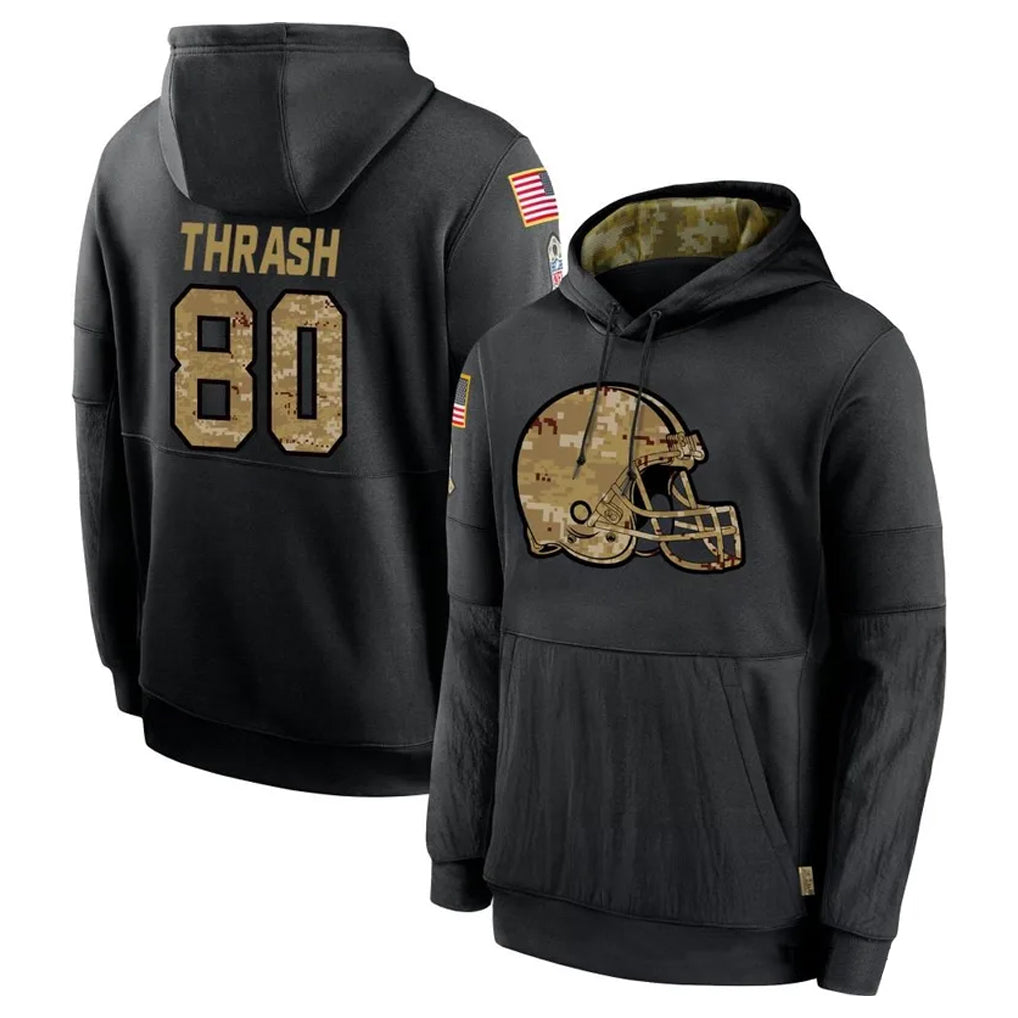 C.Browns #80 Jamari Thrash Player Black Salute to Service Pullover Hoodies Limited Jdoa Stitched Jerseys