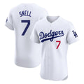 LA.Dodgers #7 Blake Snell Player White Limited Elite Home Jdoa Stitched Jerseys