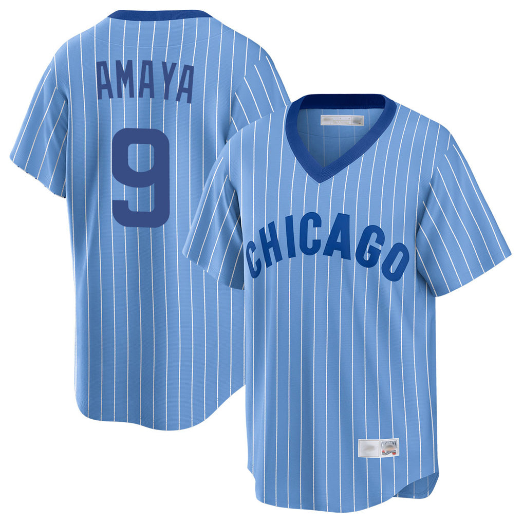 C.Cubs #9 Miguel Amaya Player Blue T-shirt Cooperstown Collection Limited Jdoa Stitched Jerseys