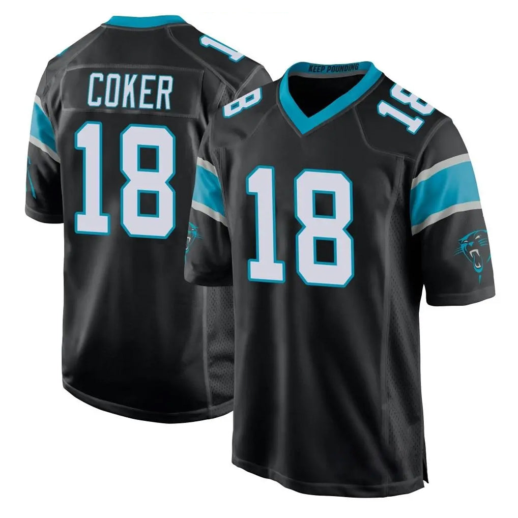 C.Panthers #18 Jalen Coker Player Black Game Jdoa Stitched Jerseys
