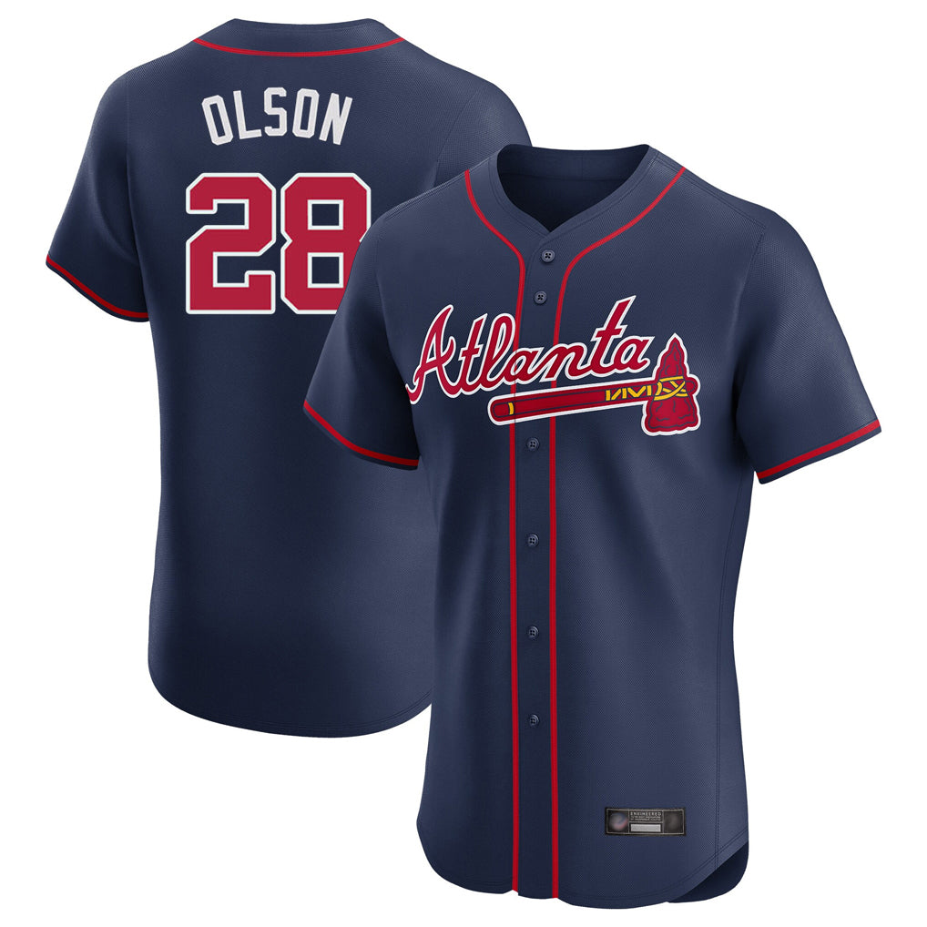 A.Braves #28 Matt Olson Player Navy Limited Elite Home Game Jdoa Stitched Jerseys