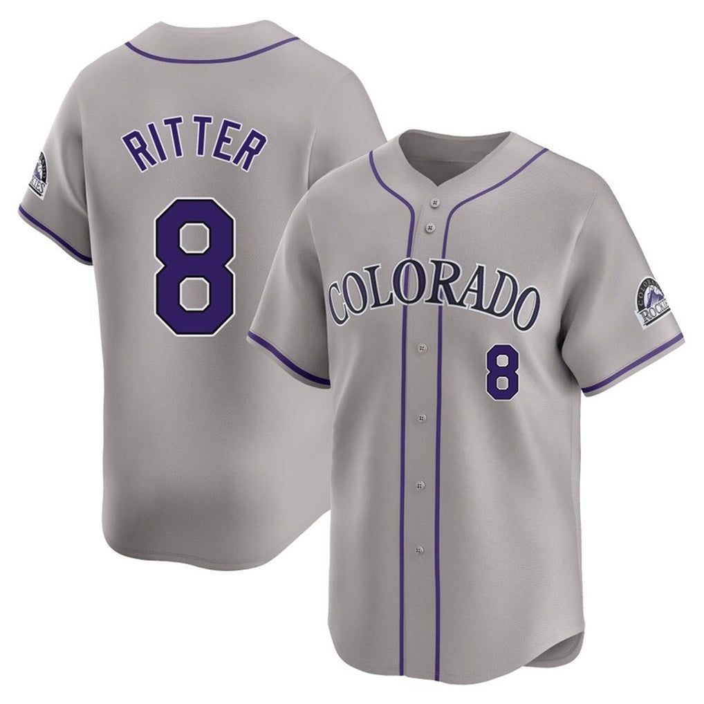 C.Rockies #8 Ryan Ritter Player Gray Limited Home Jdoa Stitched Jerseys