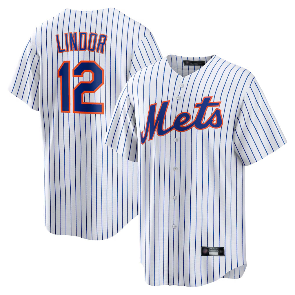 NY.Mets #12 Francisco Lindor Player White Home Game Jdoa Stitched Jerseys