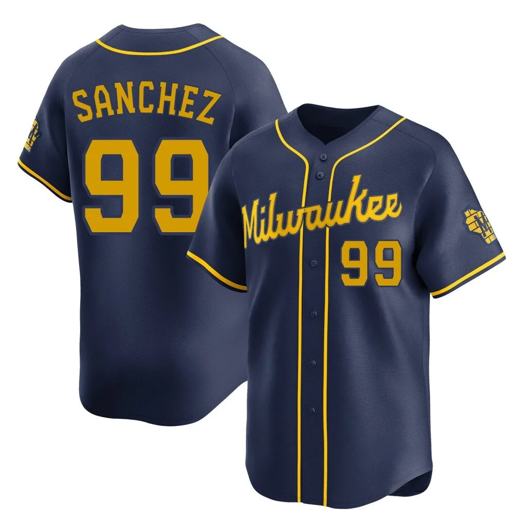 M.Brewers #99 Gary Sanchez Player Navy Home Limited Jdoa Stitched Jerseys