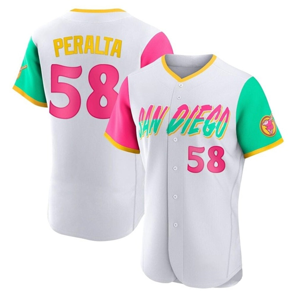 S.Diego Padres #58 Wandy Peralta Player White City Connect Home Limited Elite Jdoa Stitched Jerseys