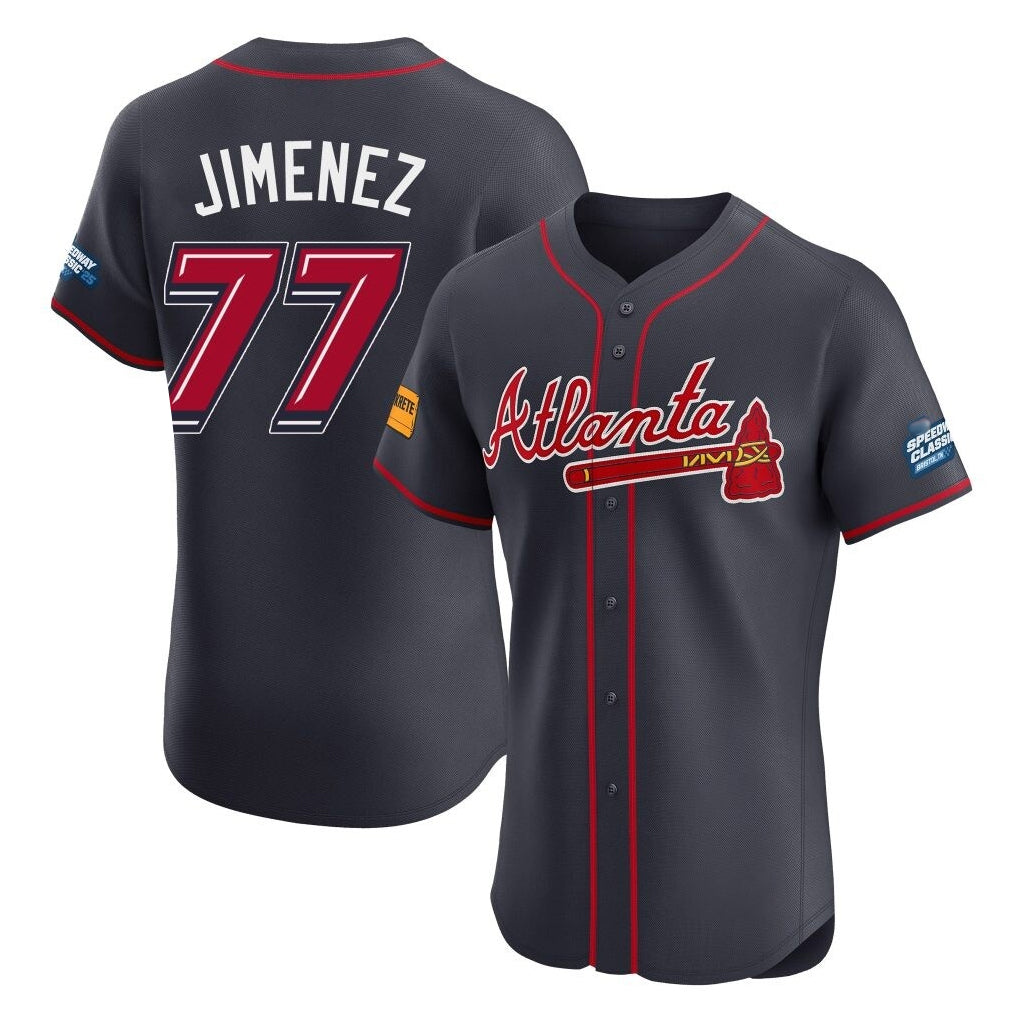 A.Braves #77 Joe Jimenez Player Navy 2025 Speedway Classic Limited Elite Home Game Jdoa Stitched Jerseys