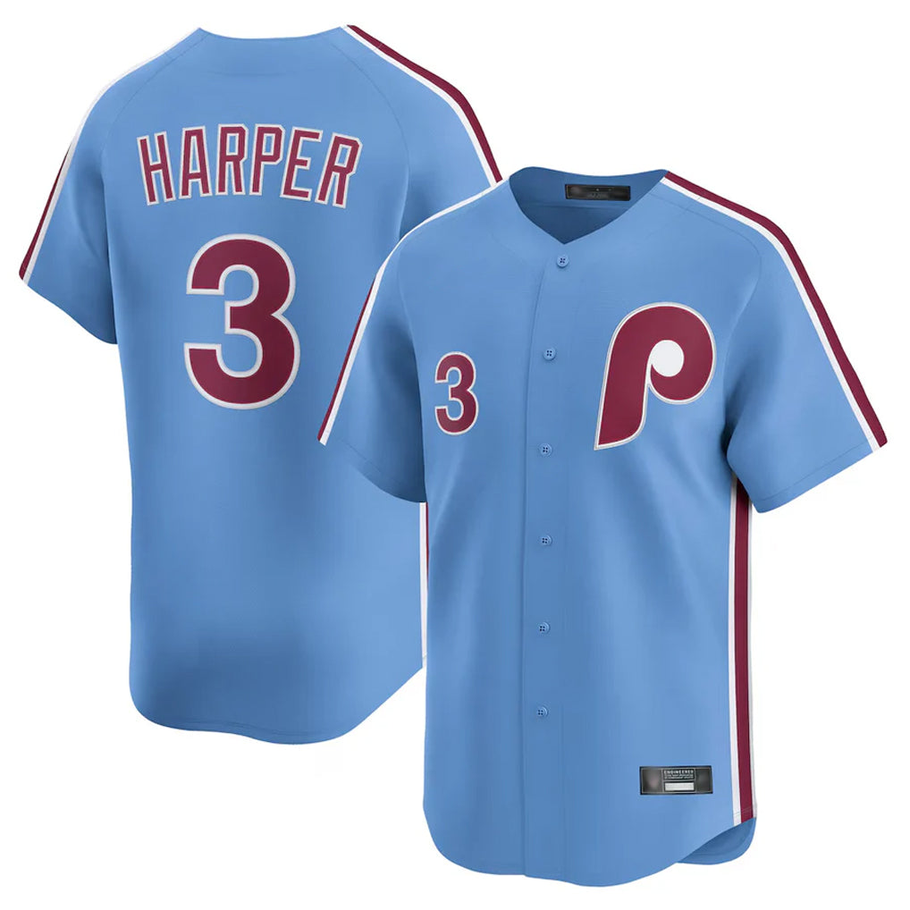 P.Phillies #3 Bryce Harper Player Light Blue Home Limited Jdoa Stitched Jerseys