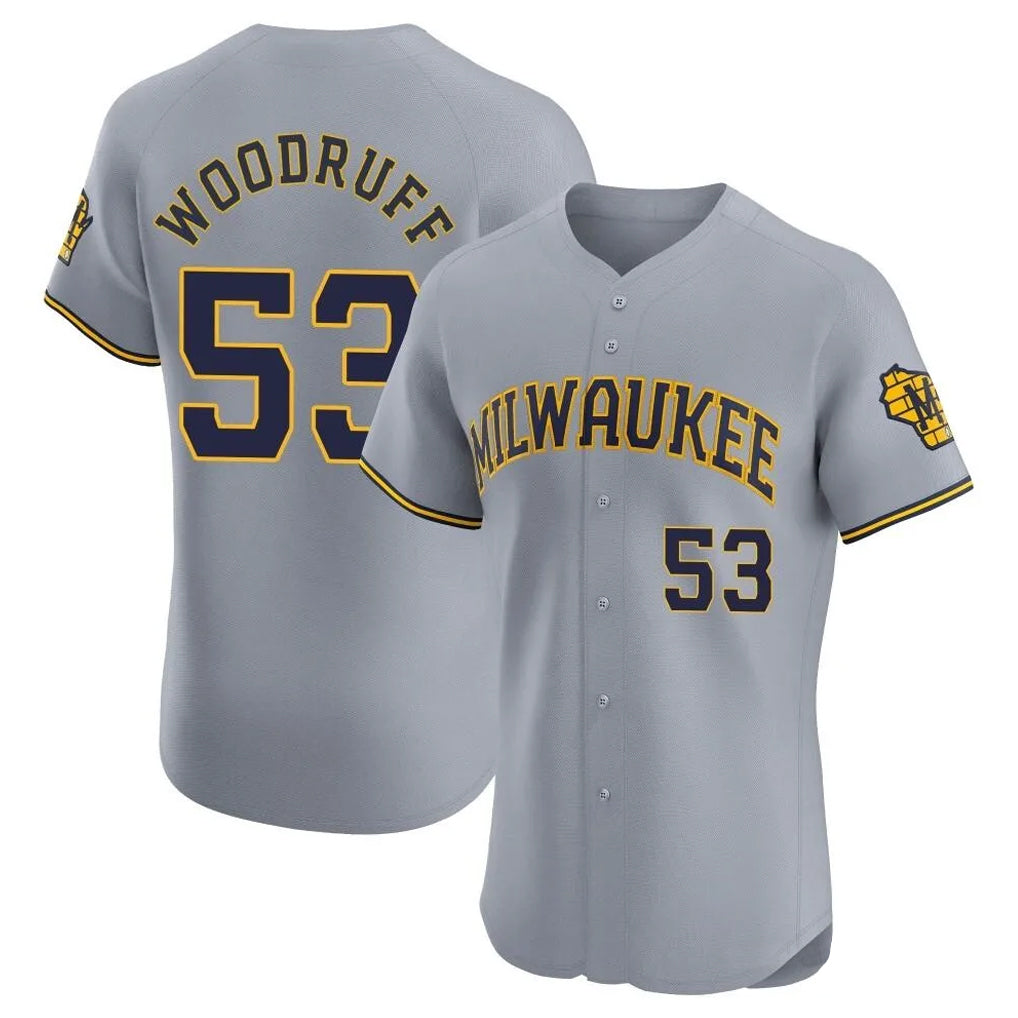 M.Brewers #53 Brandon Woodruff Player Gray Home Limited Elite Jdoa Stitched Jerseys