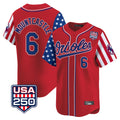 B.Orioles #6 Ryan Mountcastle Player Red USA 250 Independence Day Vapor Premier Limited Home Game Jdoa Stitched Jerseys