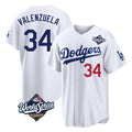 LA.Dodgers #34 Fernando Valenzuela Player White World Series Home Game Jdoa Stitched Jerseys
