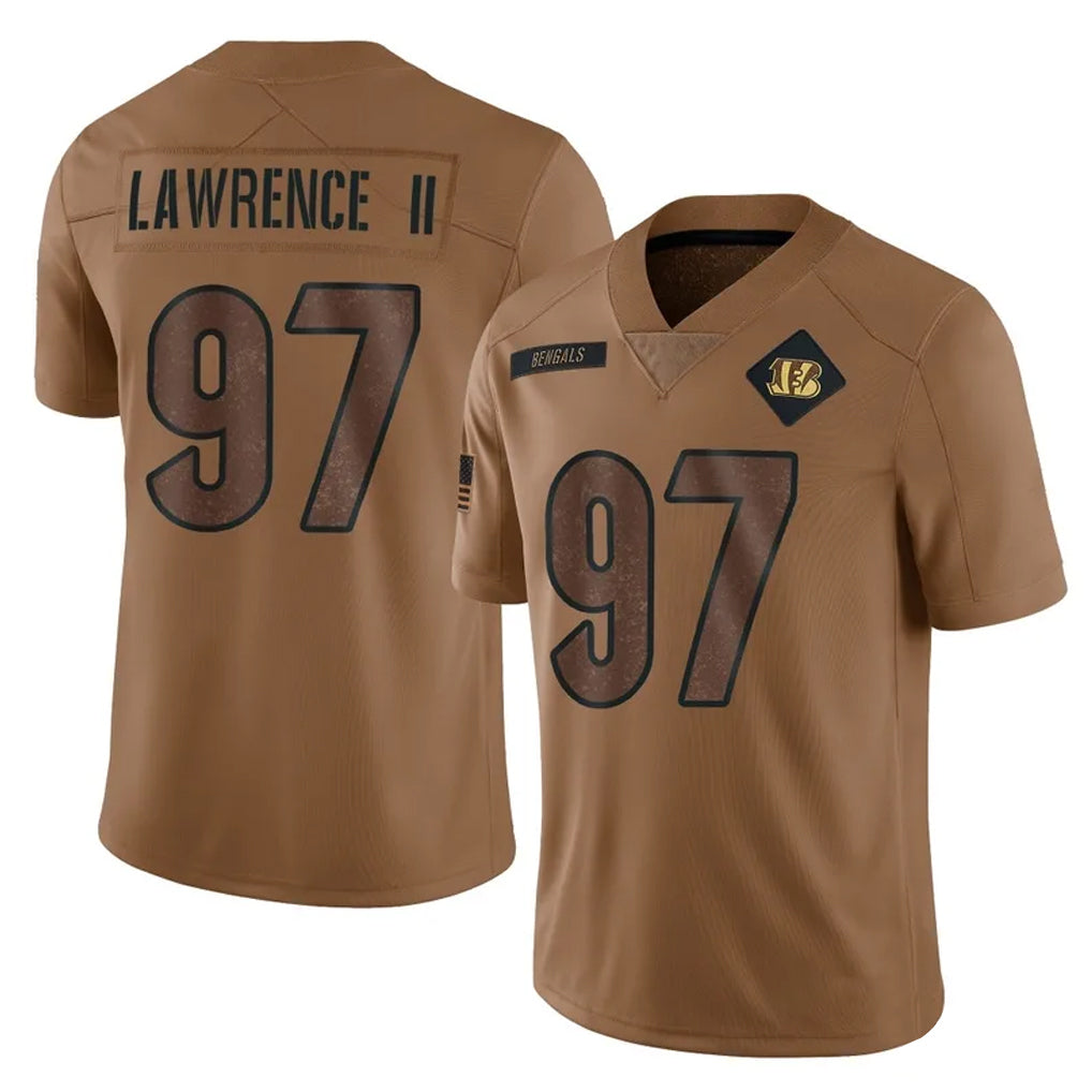 C.Bengals #97 Dexter Lawrence II Player Brown Salute to Service Limited Jdoa Stitched Jerseys