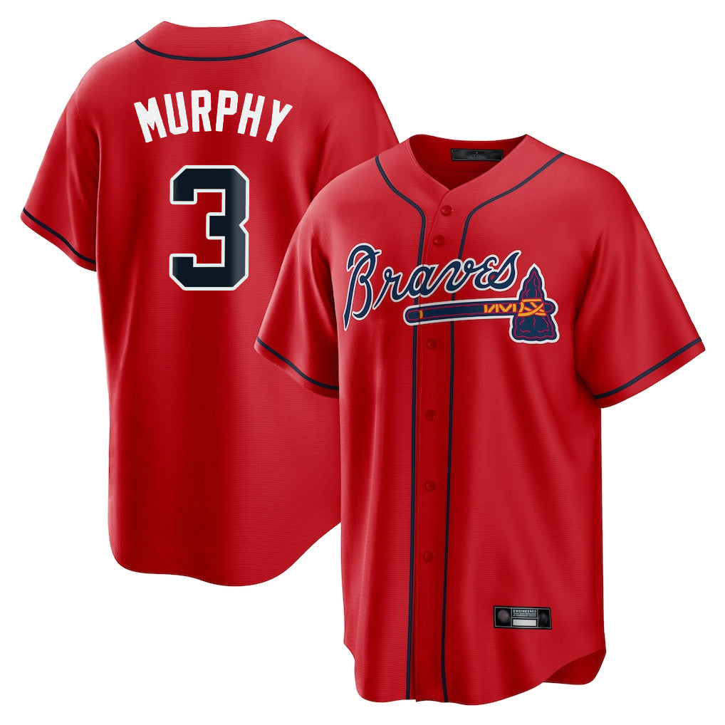A.Braves #3 Dale Murphy Player Red Home Game Jdoa Stitched Jerseys
