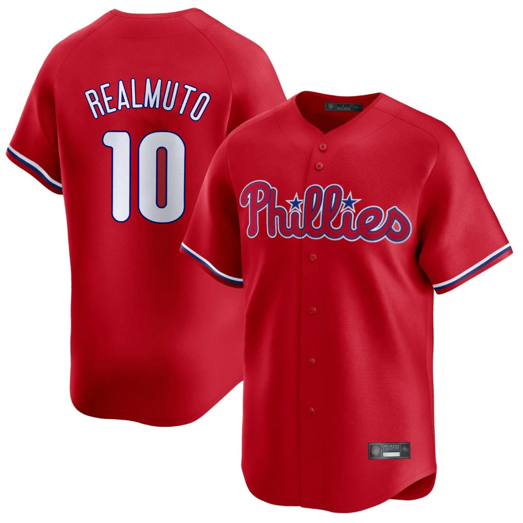 P.Phillies #10 J.T. Realmuto Player Red Home Limited Jdoa Stitched Jerseys