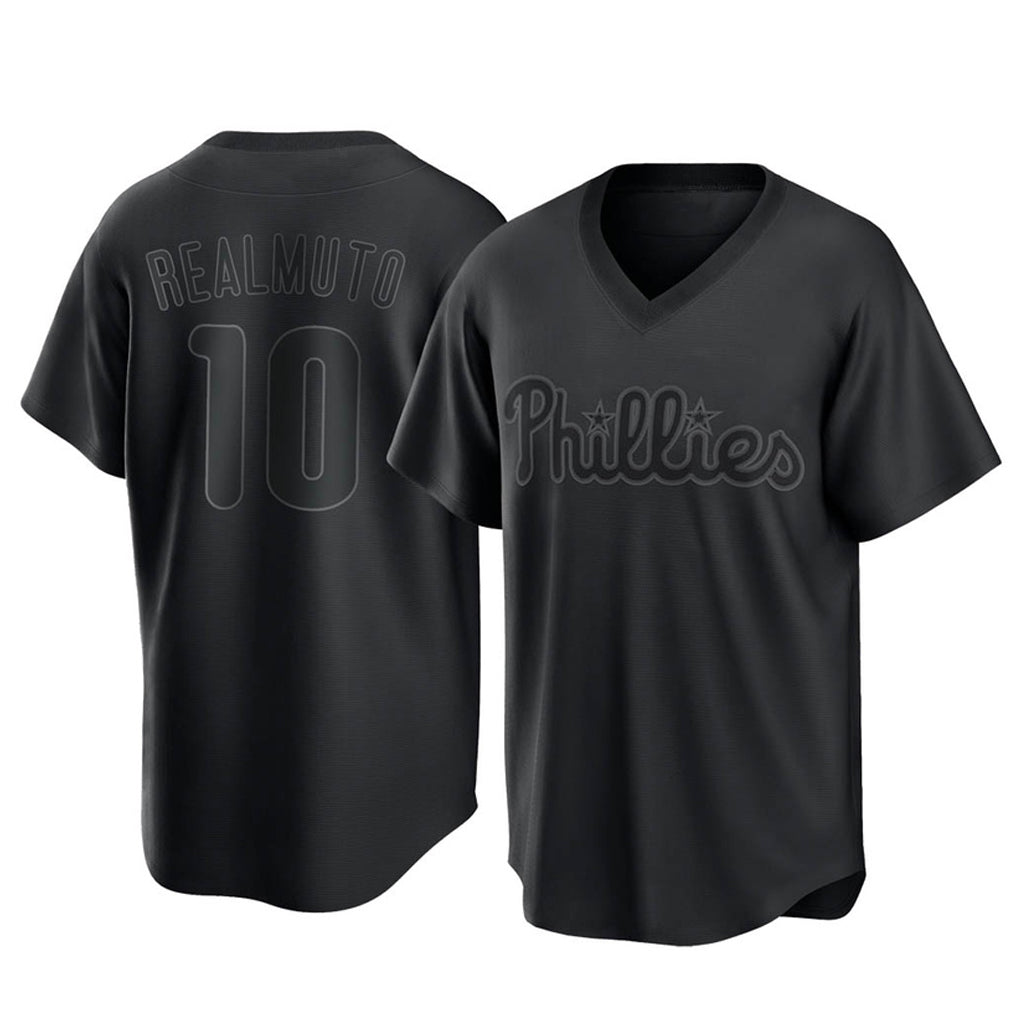 P.Phillies #10 J.T. Realmuto Player Black Pitch Fashion Limited T-shirt Jdoa Stitched Jerseys