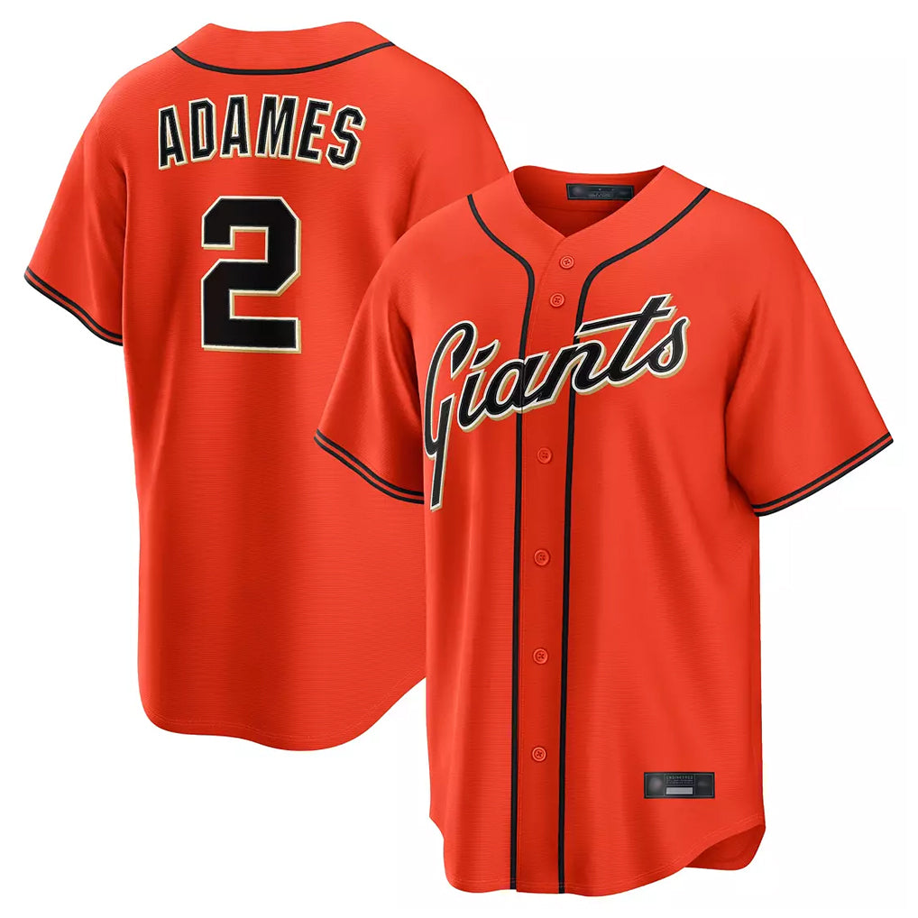 SF.Giants #2 Willy Adames Player Orange Home Game Jdoa Stitched Jerseys
