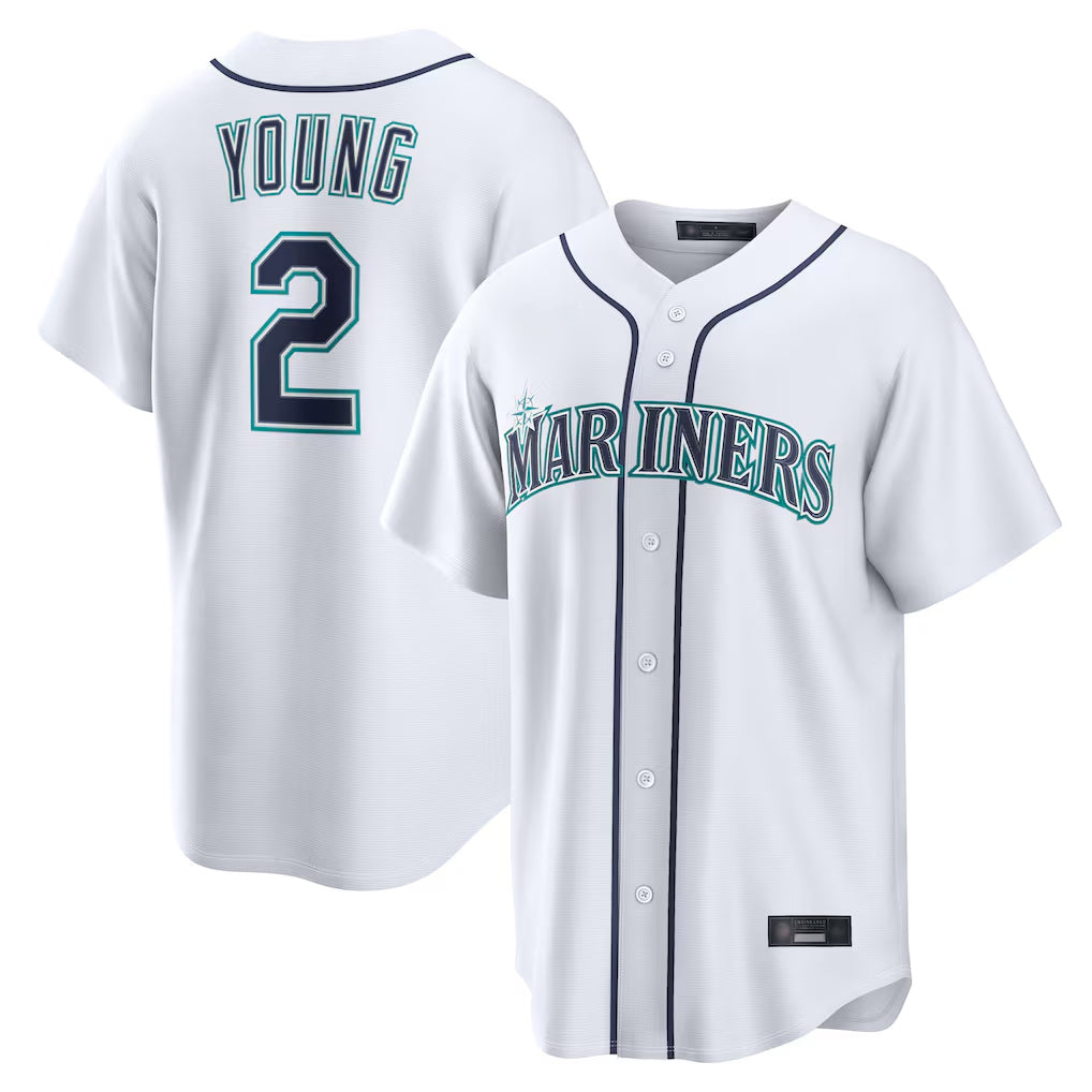 S.Mariners #2 Cole Young Player White Home Game Jdoa Stitched Jerseys