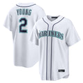 S.Mariners #2 Cole Young Player White Home Game Jdoa Stitched Jerseys