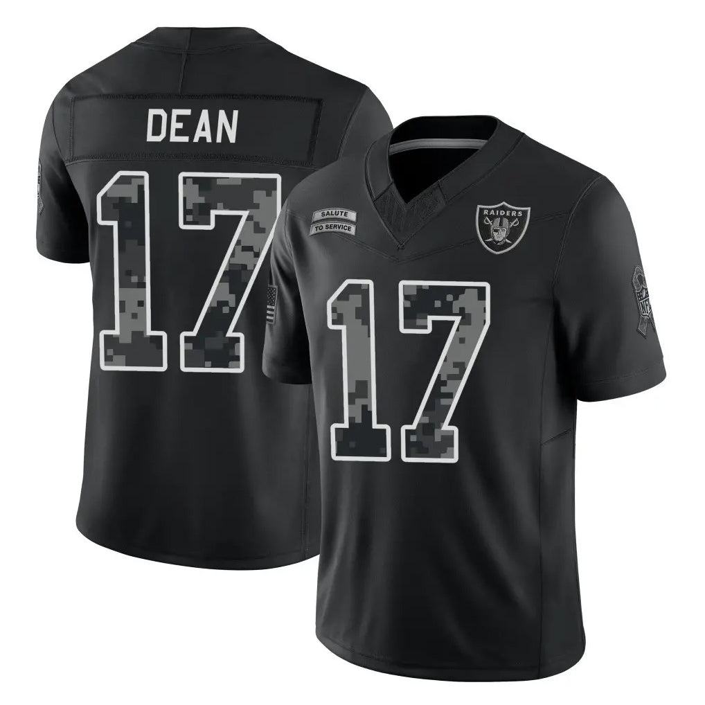 LV.Raiders #17 Nakobe Dean Player Black Limited 2026 Salute to Service Home Game Stitched Jerseys