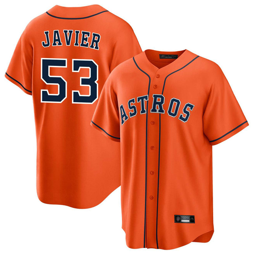 H.Astros #53 Cristian Javier Player Orange Home Game Jdoa Stitched Jerseys