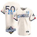 LA.Dodgers #50 Mookie Betts Player Cream World Series City Connect Limited Home Jdoa Stitched Jerseys