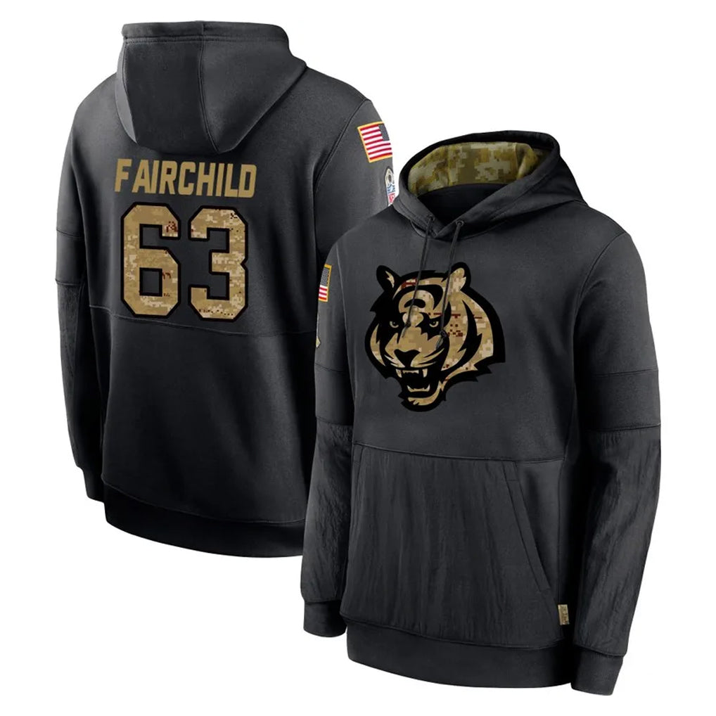 C.Bengals #63 Dylan Fairchild Player Black Salute to Service Pullover Hoodies Limited Jdoa Stitched Jerseys