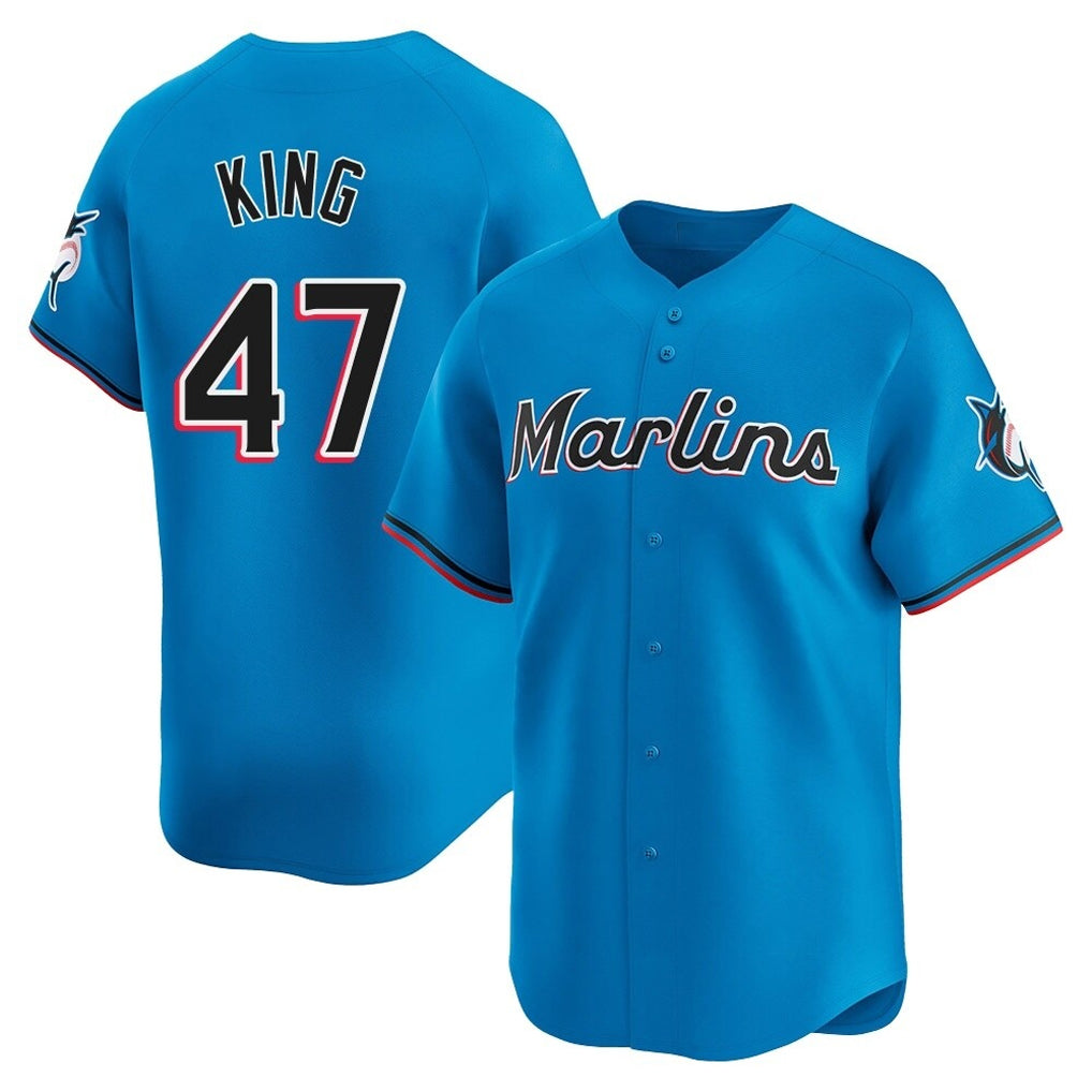 M.Marlins #47 John King Player Blue Home Limited Jdoa Stitched Jerseys