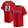 P.Phillies #27 Aaron Nola Player Red Home Game Jdoa Stitched Jerseys
