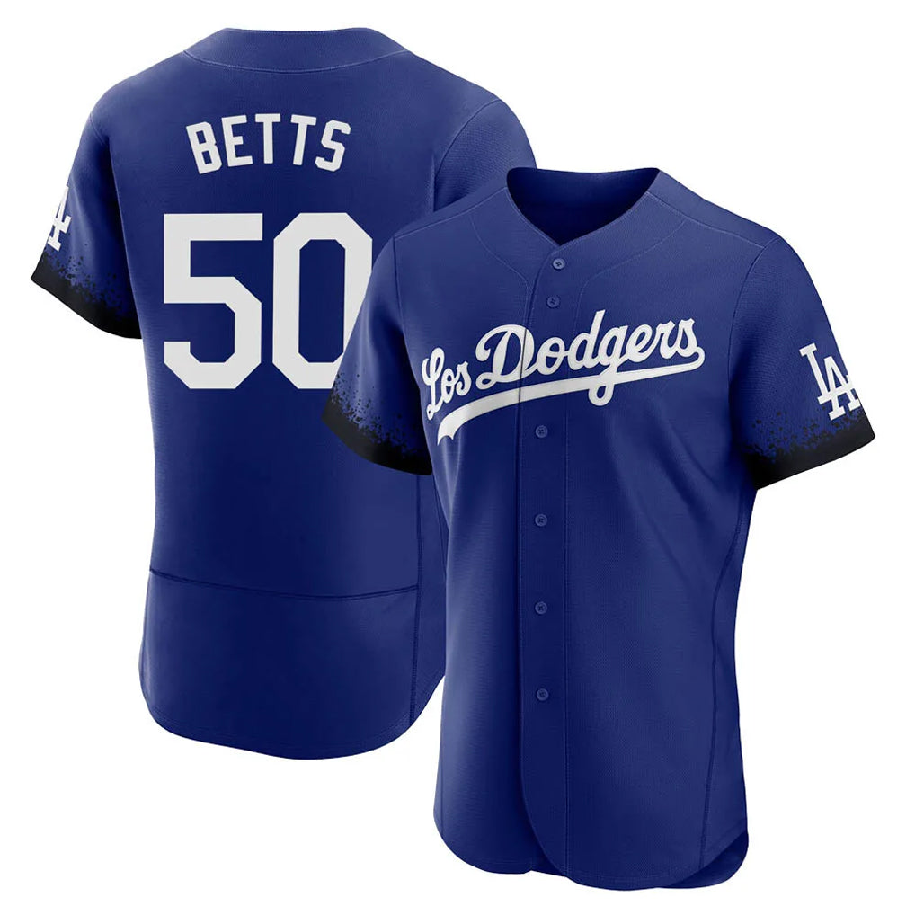 LA.Dodgers #50 Mookie Betts Player Royal City Connect Elite Home Jdoa Stitched Jerseys