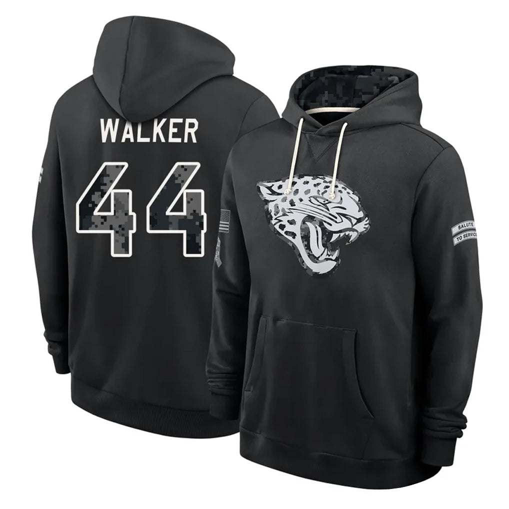 J.Jaguars #44 Travon Walker Player 2026 Black Logo Pullover Hoodies Limited Game Jdoa Stitched Jerseys